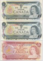 Kanada 1973. 1$ (2x) + 1974. 2$ T:I,III  Canada 1973. 1 Dollars (2x) + 1974. 2 Dollars C:Unc,F Krause KM#85, KM#86
