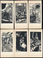 Kondor Béla (1931-1972): Az öreg halász és a tenger, illusztrációk, 11 db fametszet, jelzés nélkül, 9,5×5,5 cm