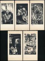 Kondor Béla (1931-1972): Az öreg halász és a tenger, illusztrációk, 11 db fametszet, jelzés nélkül, ...