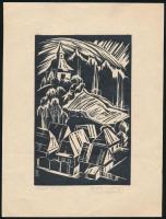 Portik Sándor (1959-), 2 db mű: Both vára (Erdély, Gyergyószentmiklós). Linómetszet, papír, jelzett,...