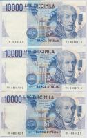 Olaszország 1984. 10.000L (3x) T:I,III  Italy 1984. 10.000 Lire (3x) C:UNC,F Krause#112