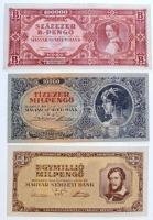 1946. 7db-os vegyes magyar pengő bankjegy tétel T:I--III szép papír