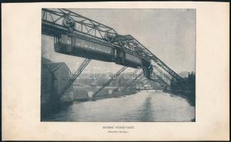 cca 1900 Régi nyomatok, össz. 4 db, kölönböző témában: Gőzmozdonyok és gőzcséplőgépek átrakása darú ...