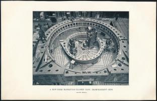 cca 1900 Régi nyomatok, össz. 4 db, kölönböző témában: Gőzmozdonyok és gőzcséplőgépek átrakása darú ...