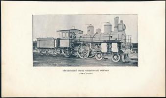 cca 1900 Négyhengerű orosz gyorsvonati mozdony, nyomat, papír, kivágva, enyhén foltos, lapméret: ca. 8,5×17,5 cm