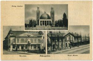 Budapest XV. Rákospalota, városháza, vasútállomás, evangélikus templom