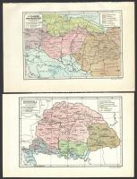 Vegyes térkép tétel, össz. 2 db: A Trianoni Magyarország, 11x17,5 cm. Magyarország a Bachkorszakban, 12×18 cm. M. kir. Állami Térképészet, kivágva.