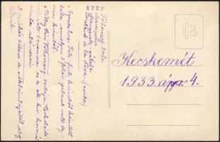 1933 Kecskemét, főzőverseny, hátoldalon feliratozott fotólap, 9×14 cm