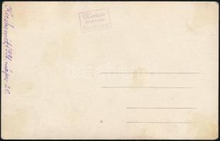 1931 Kecskemét, női felsőkereskedelmi iskola tanulói tablójukkal, fotólap, 9×14 cm