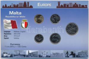 Málta 2001-2005. 1c - 25c (5xklf) nem hivatalos forgalmi sor kartonlapon, az érmék és az ország angol nyelvű ismertetőjével T:1 Malta 2001-2005. 1 Cent - 25 Cent (5xdiff) unofficial coin set on cardboard with information about the coins and country in english C:UNC