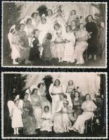 cca 1930 Kassa, karácsonyi színjátszók, 2 db fotólap, pecséttel jelzett, 8,5×13,5 cm