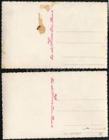cca 1930 Kassa, karácsonyi színjátszók, 2 db fotólap, pecséttel jelzett, 8,5×13,5 cm