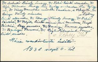 1938 Hévíz, csoportképe a csendőrségi üdülőben, fotólap, 8,5×13,5 cm