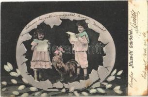 1906 Húsvéti üdvözlet / Easter greeting postcard, children, egg montage (EK)