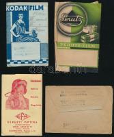10 db reklámos papír fotótasak, többségükben fotónegatívval