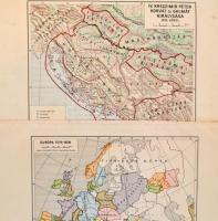 Vegyes térkép tétel, össz. 5 db: Európa és Ázsia népei a kr. e. I század derekán, hajtásnyommal, 13,...