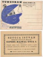 4 db RÉGI motívum képeslap: reklámok (Tungsram, Sztoja István, Ifj. Mózes János, Kardos Gábor) / 4 pre-1946 Hungarian advertising motive postcards