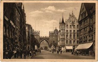 1926 München, Munich; Neuhauserstrasse mit Karlstor / street view, gate