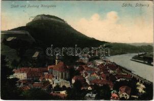 1909 Königstein, Stadt und Festung, Sachs. Schweiz / general view, castle, church (EK)