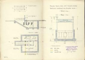 1942 Baross téri BSZKRT létesítmény okmánybélyeges tervrajza jóváhagyó pecsétekkel