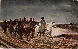 Campagne de France / The French campaign of 1814, Napoleon with his soldiers, art postcard s: Jean-Louis E. Meissonier (worn corners)