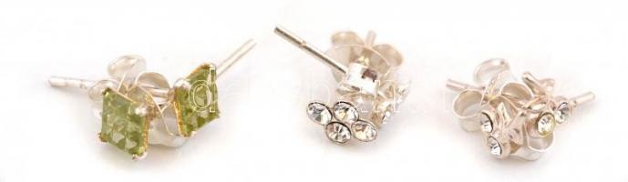 Ezüst(Ag) 3 db fülbevalópár, jelzettek, bruttó: 1,1 g