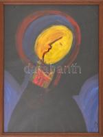 Aknay jelzéssel: Ikon. Olaj, papír, üvegezett fa keretben, 40x30 cm