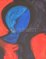 Aknay jelzéssel: Kék-vörös kompozíció. Olaj, papír, üvegezett fa keretben, 40x30 cm