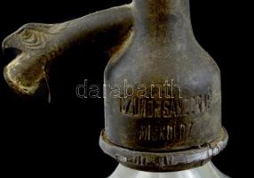 cca 1930 Kőbányai Polgári Serfőző Szikvizgyára - Budapest régi szódásüveg, feliratos fejjel, csorbák...