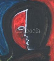 Aknay jelzéssel: Fekete-vörös ikon. Olaj, papír, üvegezett fa keretben, 40x30 cm