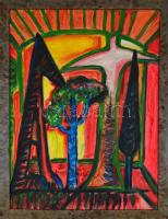 El Kazovszkij jelzéssel: Kutya tájban, olaj, farost, keretben. 80x60 cm