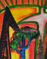 El Kazovszkij jelzéssel: Kutya tájban, olaj, farost, keretben. 80x60 cm