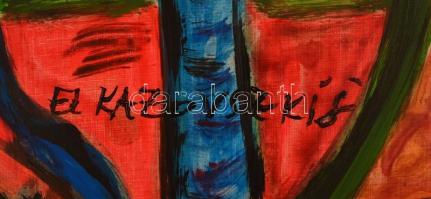 El Kazovszkij jelzéssel: Kutya tájban, olaj, farost, keretben. 80x60 cm