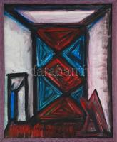 El Kazovszkij jelzéssel: Vörös-kék kompozíció, olaj, farost, keretben. 50x40 cm