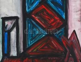 El Kazovszkij jelzéssel: Vörös-kék kompozíció, olaj, farost, keretben. 50x40 cm