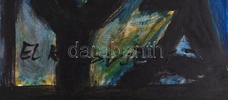 El Kazovszkij jelzéssel: Kutyák kereszt alatt, olaj, farost, keretben. 50x40 cm