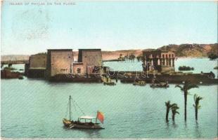 1911 Philae, Island of Phylae on the flood, boat