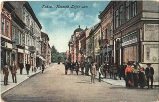 1916 Kassa, Kosice; Kossuth Lajos utca, Heilman Henrik üzlete / street view, shops (kopott sarkak / worn corners)