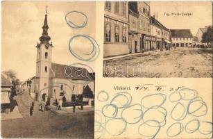 1914 Vinkovce, Vinkovci; Trg. Franje Josipa / Ferenc József tér, templom. Kremer kiadása / square, church (EK)