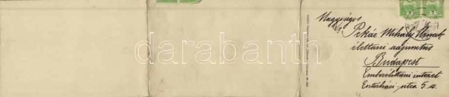 1912 Crikvenica, Cirkvenica; 3-részes kihajtható panorámalap / 3-tiled folding panoramacard