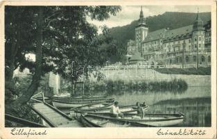 1938 Lillafüred (Miskolc), Csónakkikötő, evezős csónakok, Hotel Palota szálloda (EK)