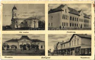 1941 Sárbogárd, Református templom, Járásbíróság, Községháza, Vasútállomás (apró lyukak / pinholes)