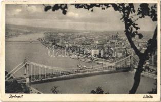1937 Budapest, Erzsébet híd, Lánchíd (EK)