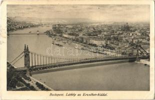 Budapest, Látkép az Erzsébet híddal, Lánchíd (EK)