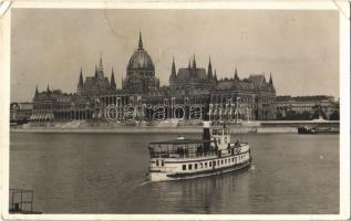 1939 Budapest V. Országház, Parlament, gőzhajó (EK)