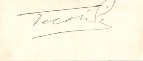 Teleki Pál miniszterelnök aláírása névjegykártyán