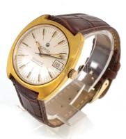 Roamer Searock automata karóra, kissé kopottas bőr szíjjal, működik, üveglapja sérült