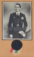 cca 1942-1943 Horthy István nyomtatott portréja, papír, gyászszalaggal, üvegezett fa keretben, 23,5x18 cm