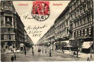 1908 Budapest VI. Andrássy út, Deutsch F. Károly üzlete, Fonciere, Dr. Nobel fogorvos. Divald Károly 2-1908. TCV card (EK)