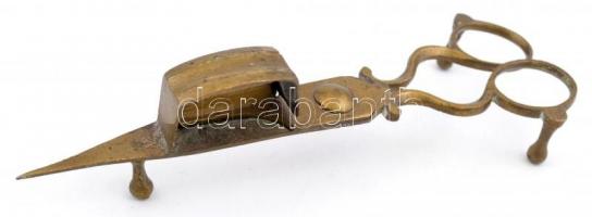Régi réz gyertyakoppantó olló, jelzés nélkül, h: 15,5 cm